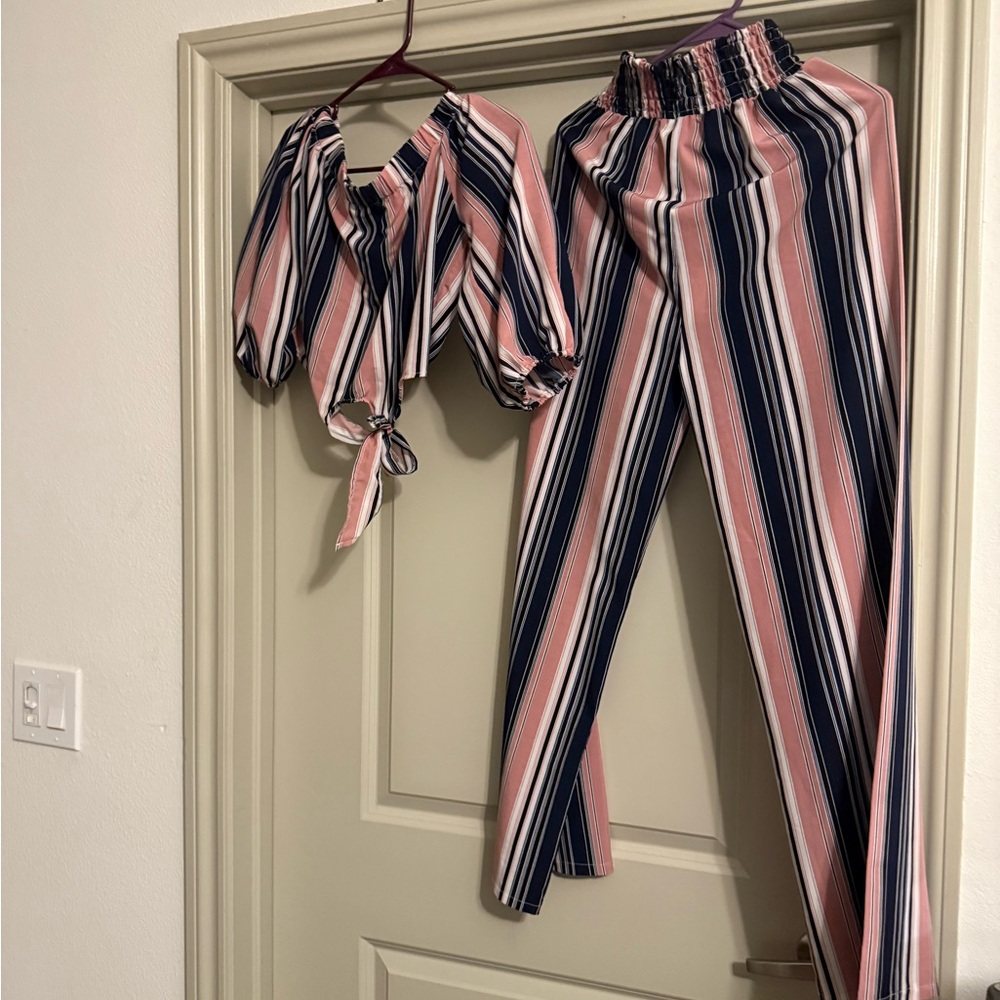 Striped Pink and Blue Women's Jumpsuit